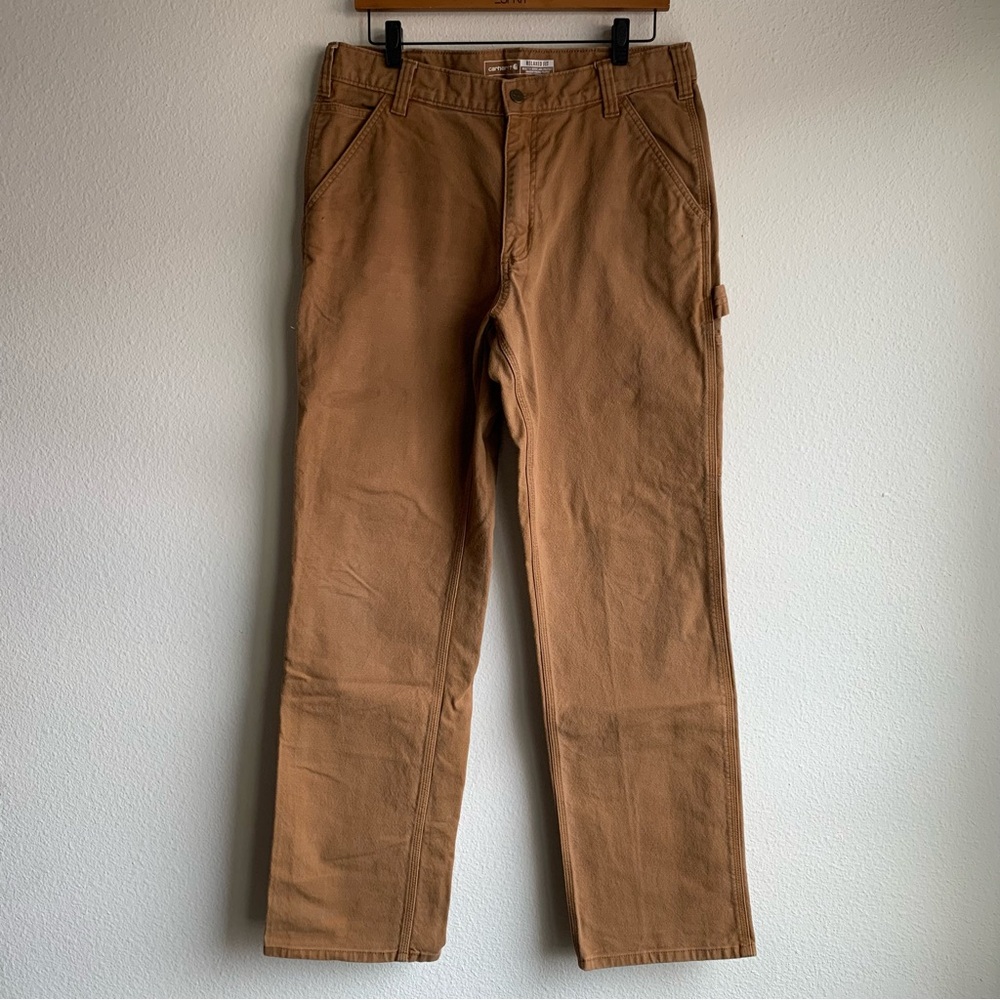 Carhartt Mens Relaxed Fit Utility Work Canvas Pants in Brown